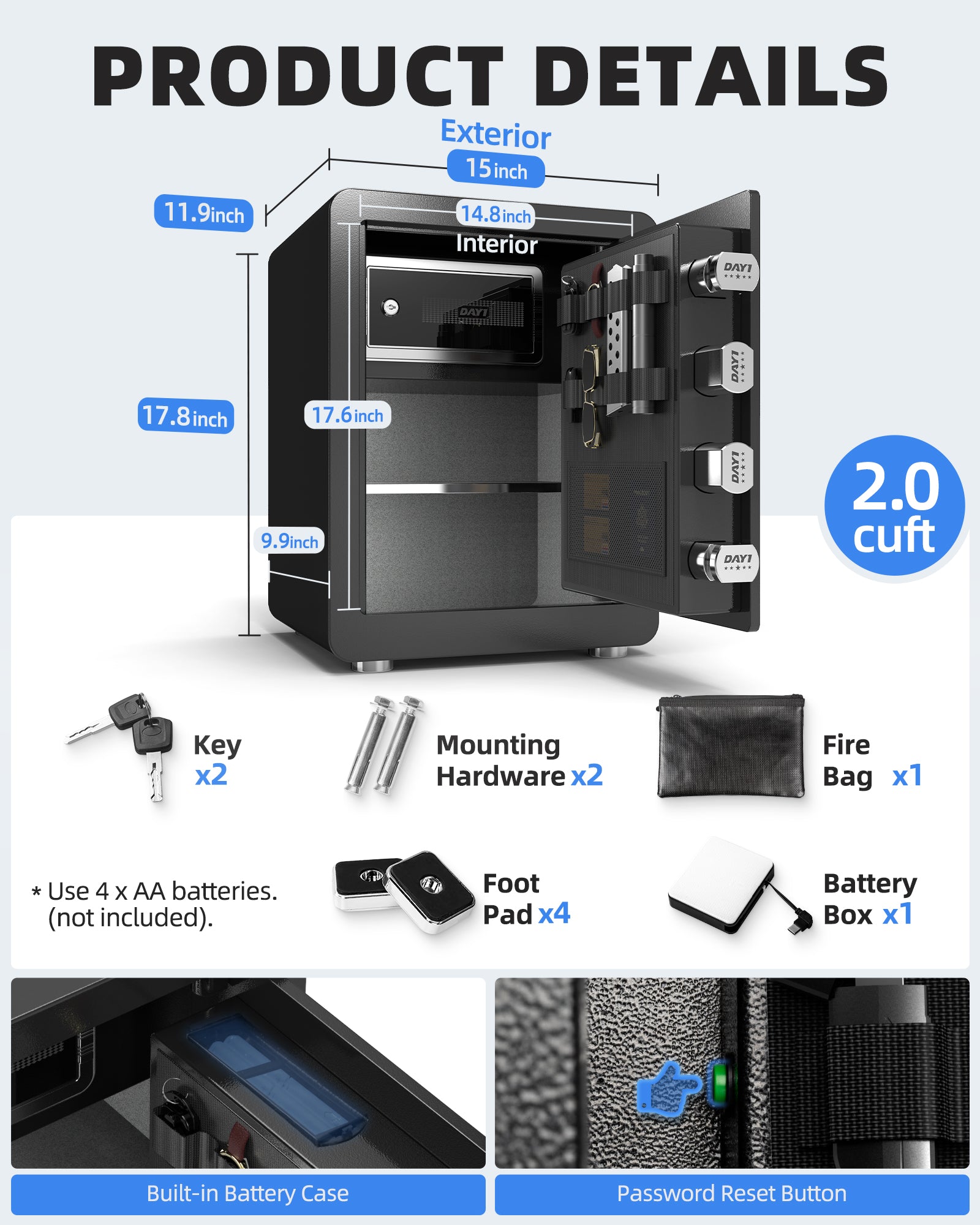 DAYI 2.0 Cubic Biometric Fingerprint Safe Box Pro