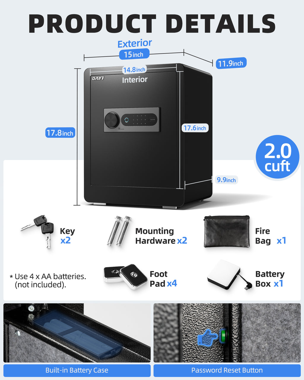 DAYI 2.0 Cubic Biometric Fingerprint Safe Box