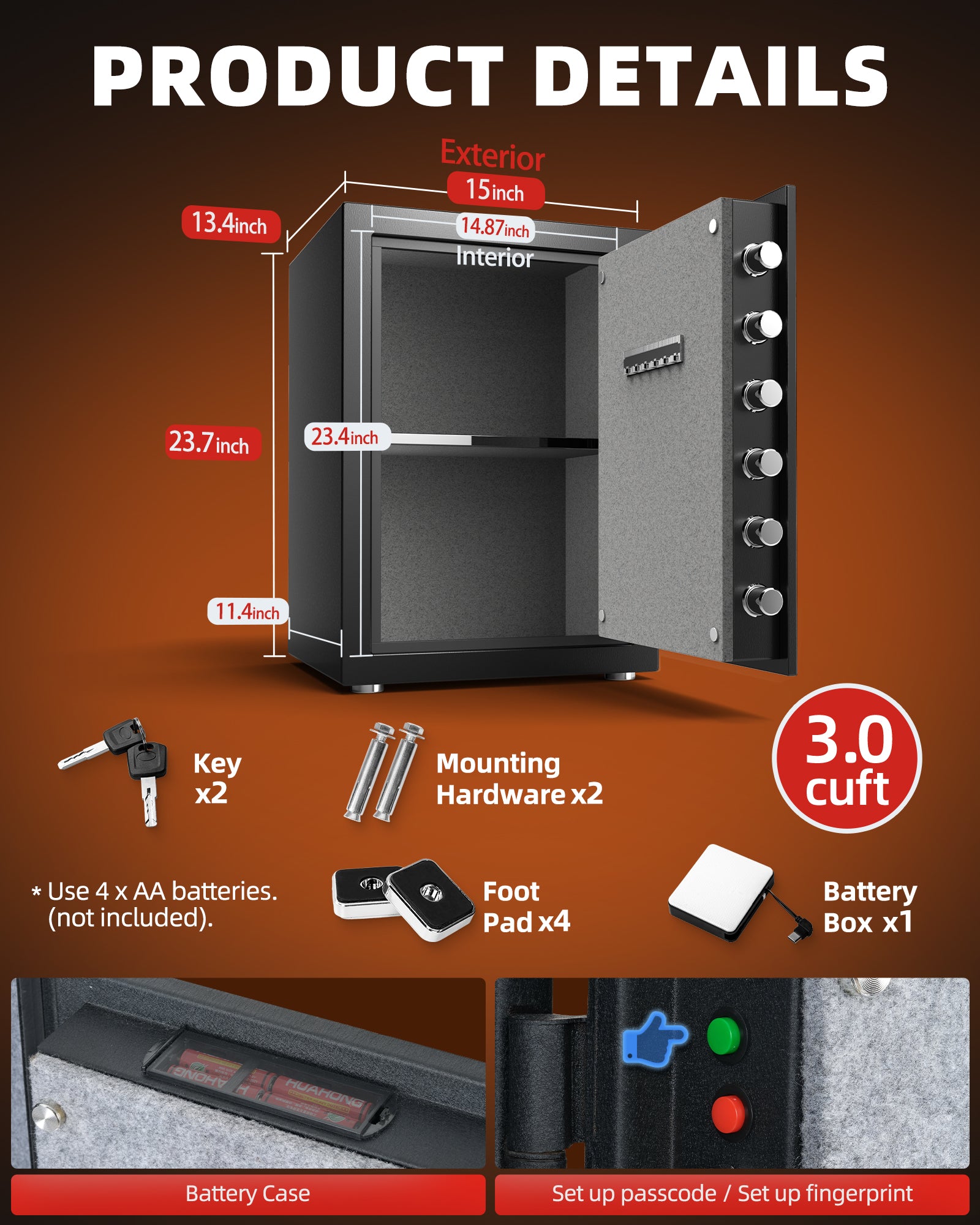 DAYI 3.0 Cubic Fireproof Safe
