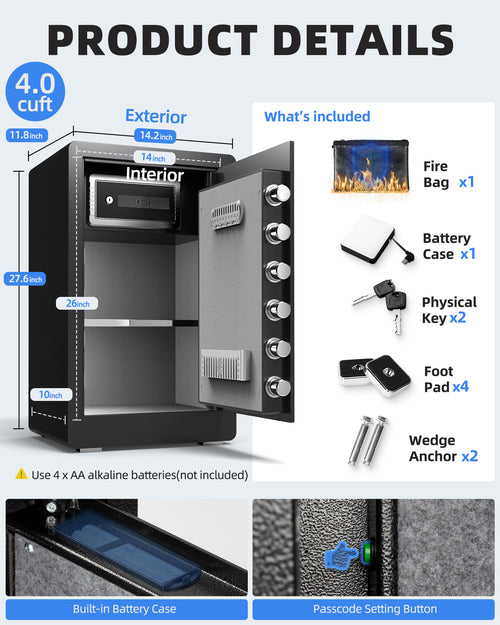 DAYI 0.8 Cubic Biometric Fingerprint Safe Box