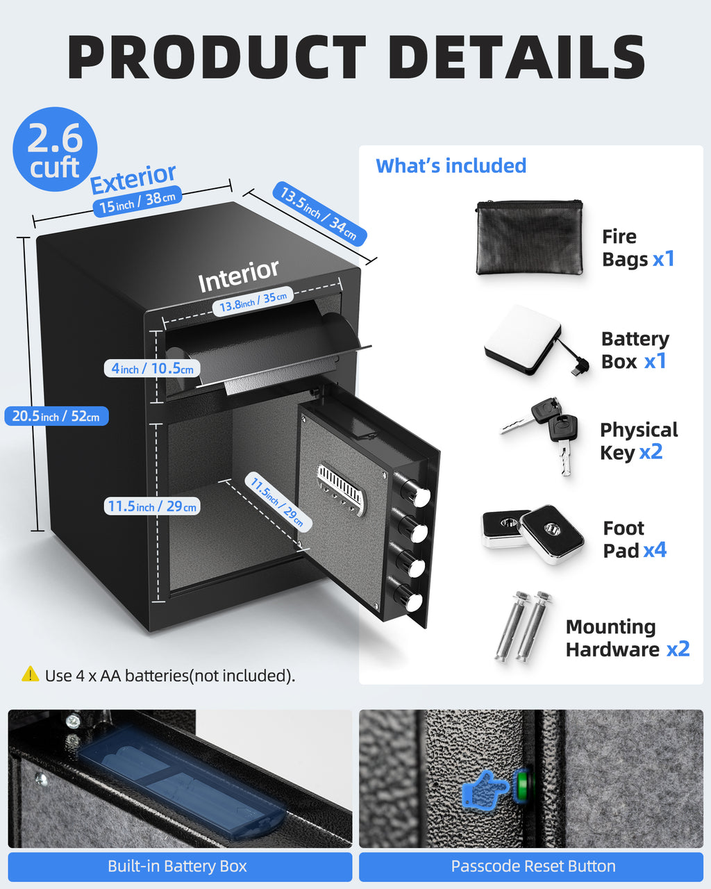 DAYI 2.6 Cubic Drop Safe