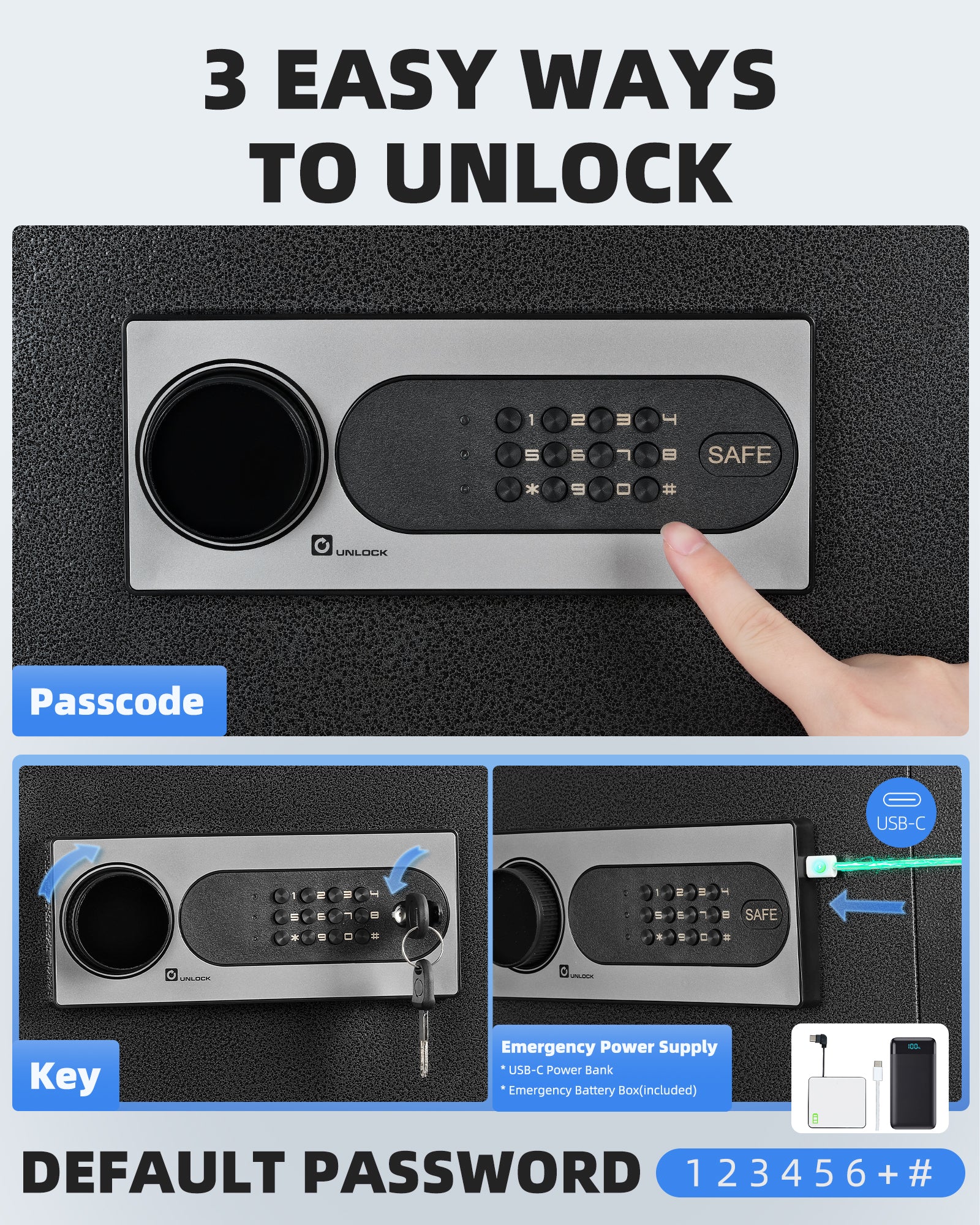 DAYI 3.0 Cubic Feet Home Safes with Fireproof Waterproof Bag