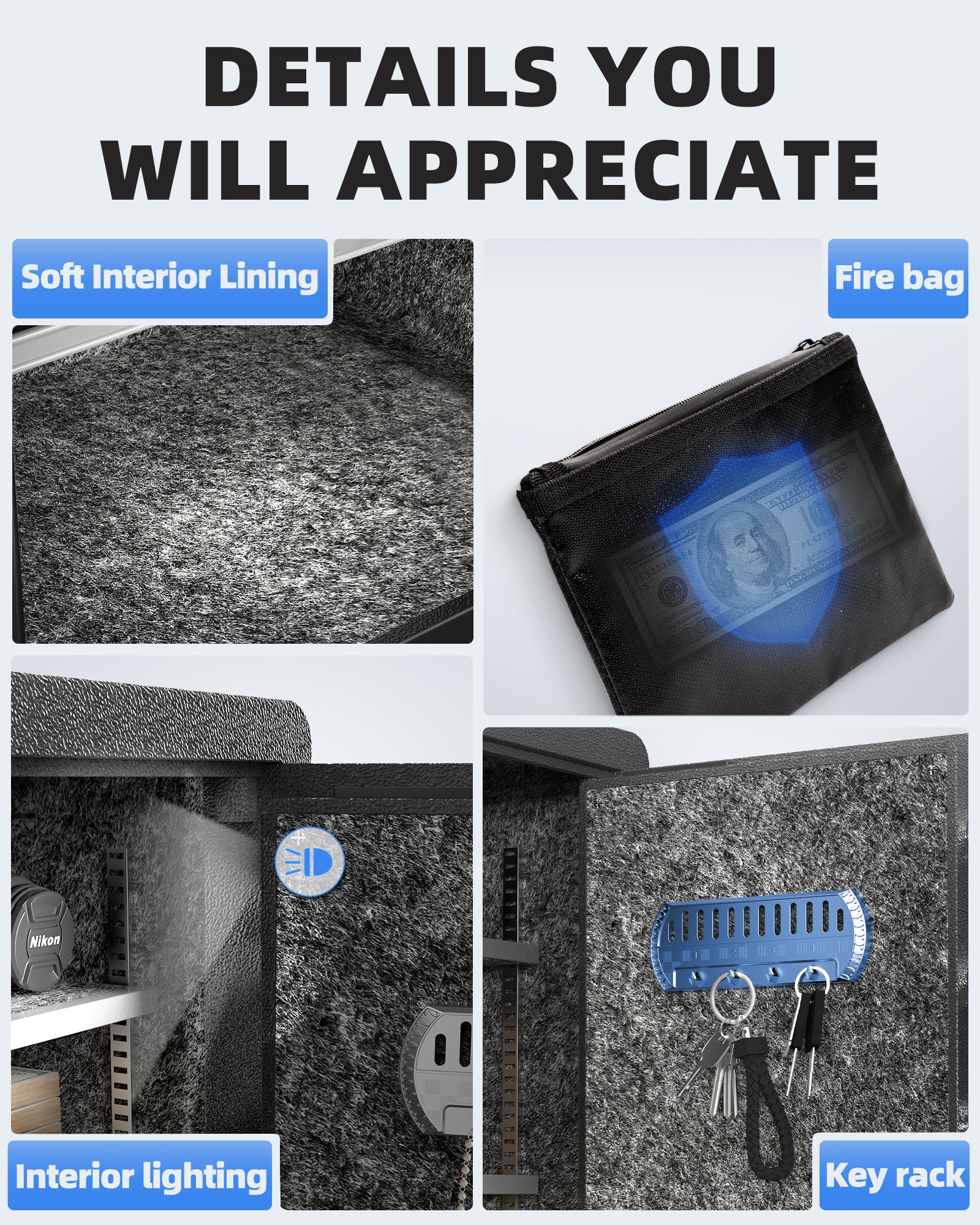 DAYI 3.0 Cubic Feet Home Safes with Fireproof Waterproof Bag