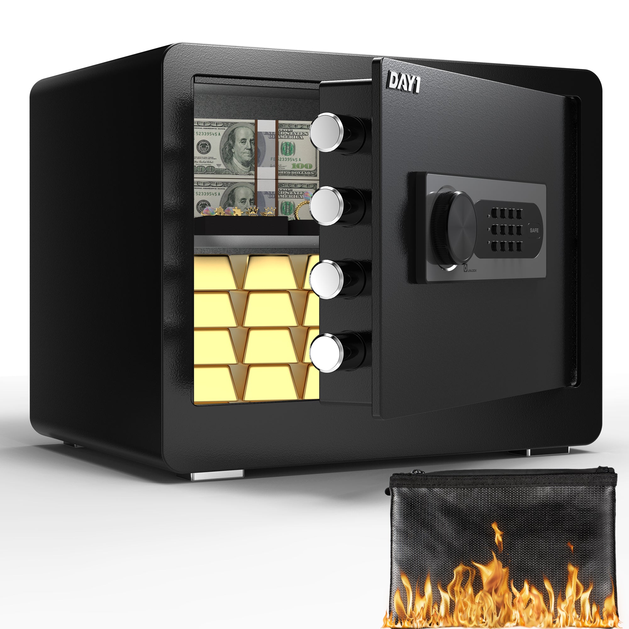 DAYI 1.4 Cubic Safe Box with Fireproof Waterproof Bag