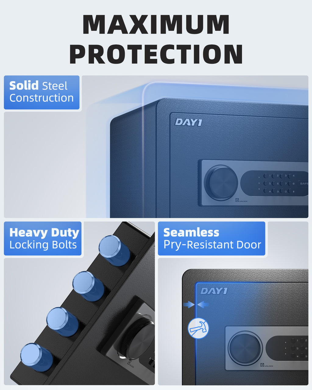 DAYI 2.0 Cubic Feet Home Safe with Fireproof Waterproof Bag