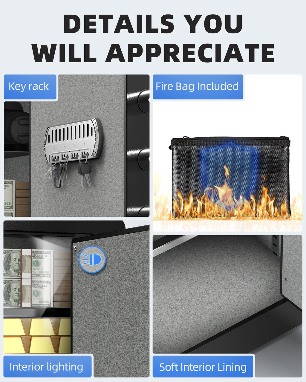 DAYI 1.4 Cubic Safe Box with Fireproof Waterproof Bag